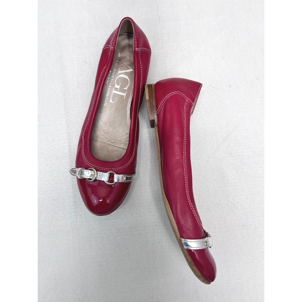 AGL Ballet Flats Womens 39.5 Red Good Patent Toe Buckle N558034